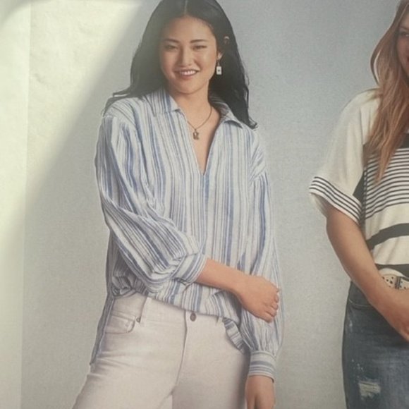 CAbi Blue and White Striped Blouse - Picture 1 of 5